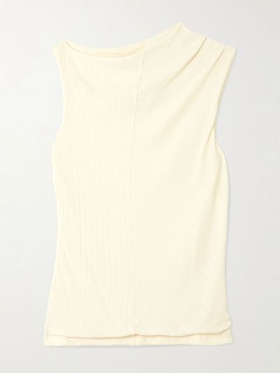 RÙADH Toga draped ribbed organic cotton and modal-blend top
