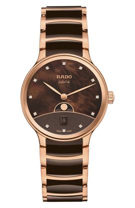 RADO RADO Centrix Diamond Mother of Pearl Moon Phase Bracelet Watch