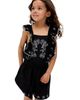 Raffya Kids Raffya Kids Philo Ruffle Neck Embroidered Romper - 4