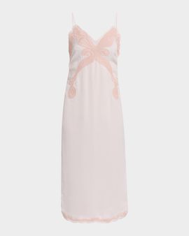 Rag & Bone Ann Embroidered Satin Slip Dress