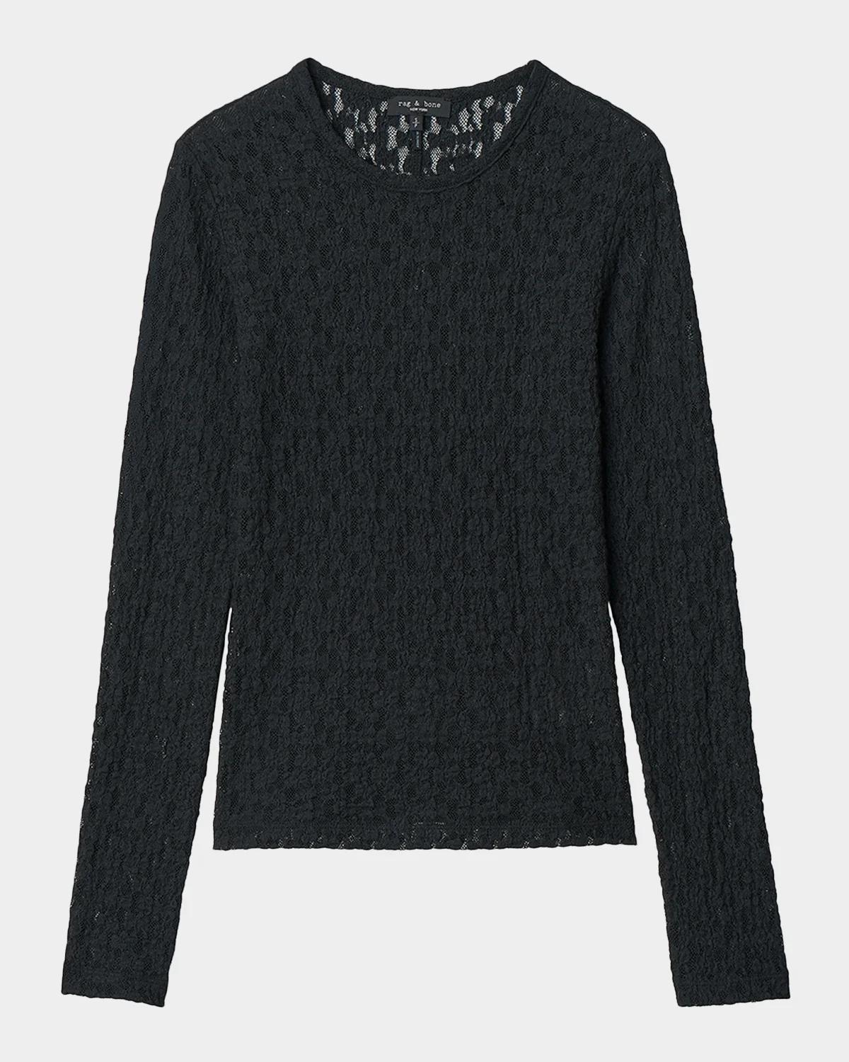 rag & bone Bardot Lace Long-Sleeve Top