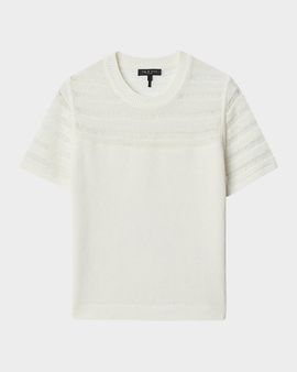 Rag & Bone Britt Lattice-Knit Short-Sleeve Sweater