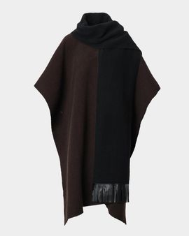rag & bone Brooke Leather-Fringed Scarf Wool Poncho