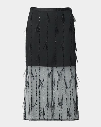 rag & bone Geena Feather-Trim Organza Skirt