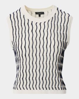 Rag & Bone Leslie Striped Pointelle-Knit Vest