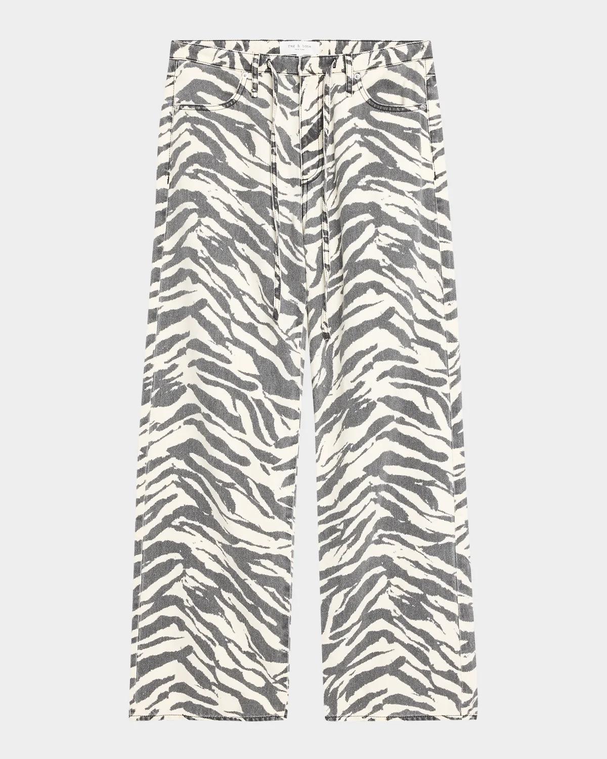 rag & bone Phoebe Zebra-Printed Drawstring Jeans