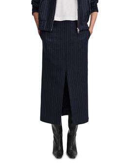 Rag & Bone rag & bone Bessie Wool Blend Pinstriped Midi Skirt