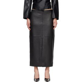 rag & bone rag & bone Black Bessie Leather Midi Skirt
