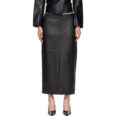 rag & bone rag & bone Black Bessie Leather Midi Skirt