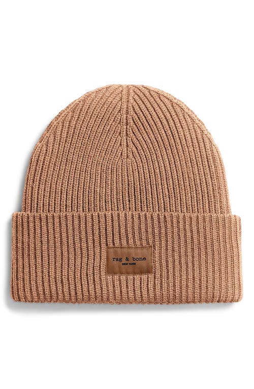 rag & bone rag & bone Blake Logo Patch Wool Blend Rib Beanie