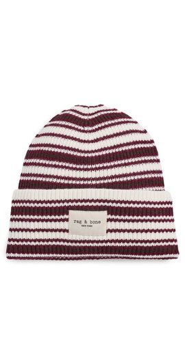 rag & bone rag & bone Blake Wool Blend Stripe Beanie Ivory Multi One