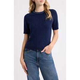 rag & bone rag & bone Bonnie Embellished Short Sleeve Sweater