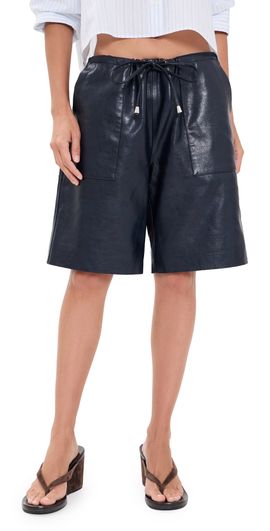 rag & bone rag & bone Claire Faux Leather Shorts NAVY