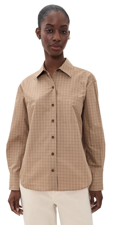 rag & bone rag & bone Connie Taffeta Plaid Shirt Khaki Plaid
