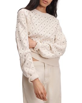 Rag & Bone rag & bone Emma Wool Embellished Pointelle Crewneck Sweater
