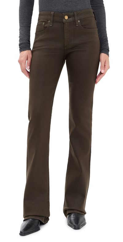rag & bone rag & bone Flexi Kinsley Low Rise Full Bootcut Jeans Coatedbrwn
