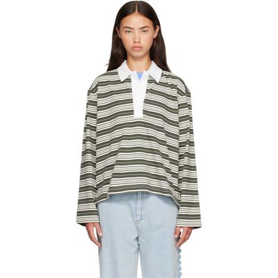 rag & bone rag & bone Green Kelly Boxy Striped Long-Sleeve Polo