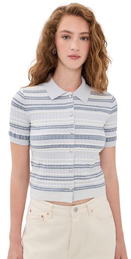 rag & bone rag & bone Karina Stripe Cardigan Light Blue