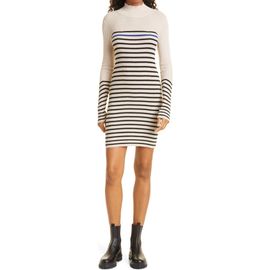 rag & bone rag & bone Kate Stripe Turtleneck Long Sleeve Rib Sweater Dress