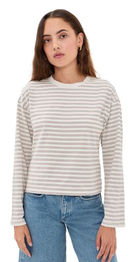 rag & bone rag & bone Kelly Stripe Boxy Long Sleeve Tee Copper Multi