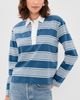rag & bone rag & bone Kelly Stripe Long Sleeve Polo Blue Multi - 2
