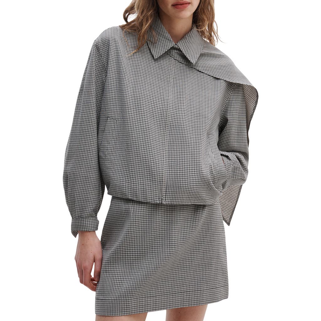 rag & bone rag & bone Krista Windowpane Check Wool Jacket with Attached Scarf