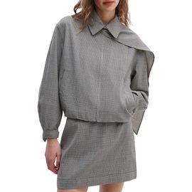 rag & bone rag & bone Krista Windowpane Check Wool Jacket with Attached Scarf