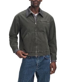 Rag & Bone rag & bone Leather Collar Cotton Denim Workwear Jacket