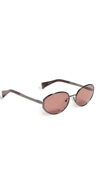 rag & bone rag & bone Oval Metal Sunglasses Dark Gunmetal/Cappuccino One