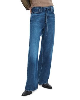 Rag & Bone rag & bone Phoebe Cotton Drawstring Wide Leg Jeans in Floyd