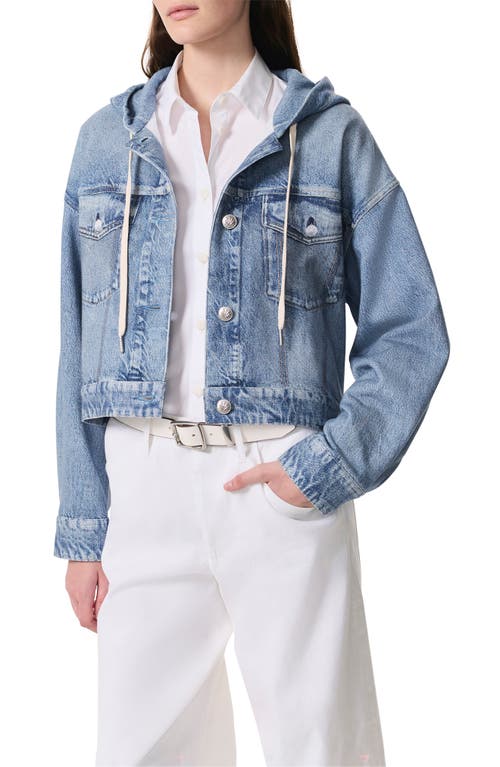 rag & bone rag & bone rb Miramar Hooded Trompe l'Oeil Faux Denim Fleece Terry Trucker Jacket