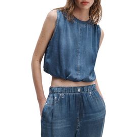 rag & bone rag & bone rb Miramar Satin Mica Sleeveless Crop Bubble Top