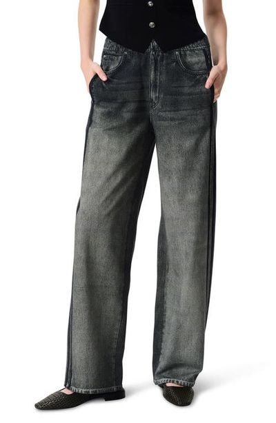 rag & bone rag & bone rb Miramar Side Stripe High Waist Wide Leg Cotton Terry Sweatpant Track Pants
