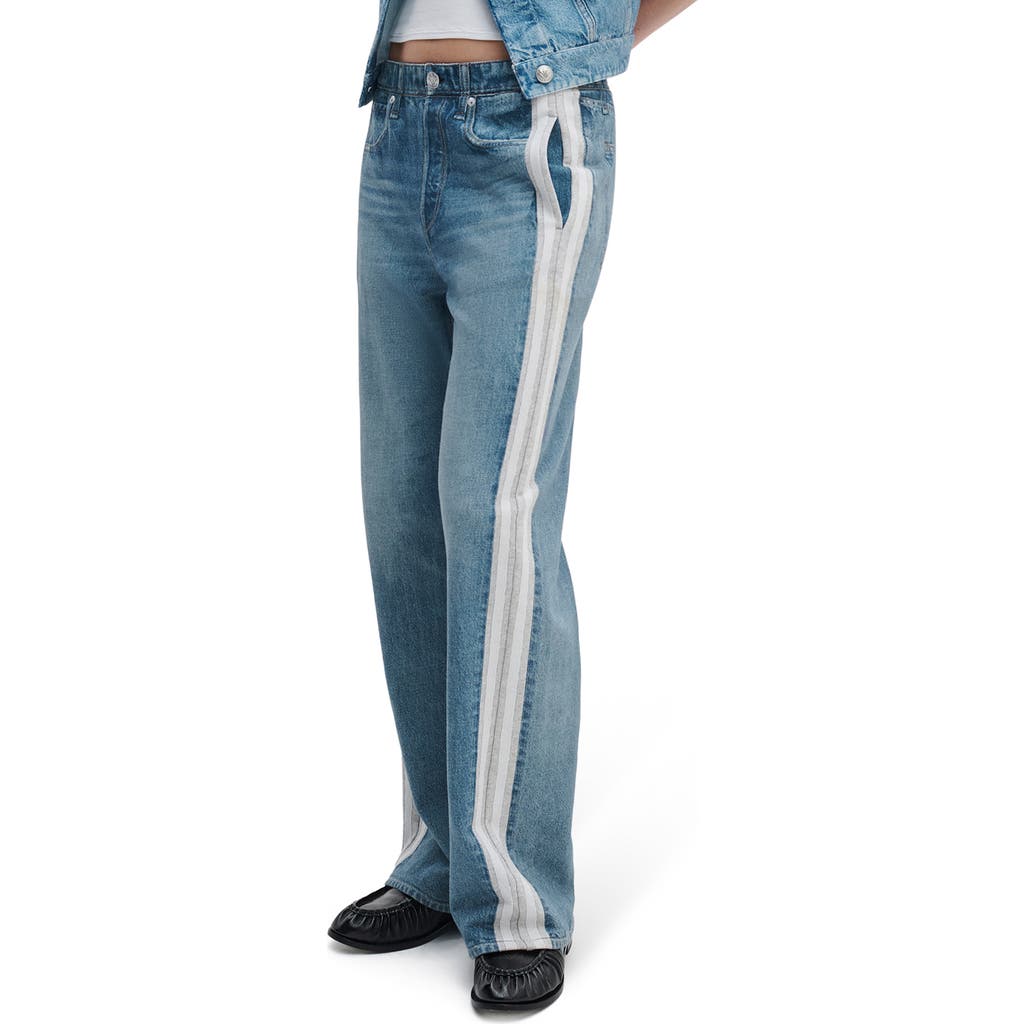 rag & bone rag & bone rb Miramar Side Stripe Wide Leg Cotton Terry Sweatpant Jeans