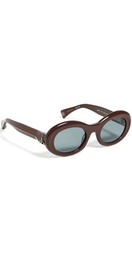 rag & bone rag & bone Round Acetate Sunglasses Shiny Cappuccino One