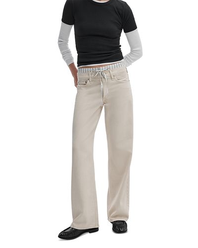 Rag & Bone rag & bone Saige Boxer Trim Mid Rise Straight Leg Jeans in Sand Stripe