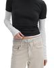 Rag & Bone rag & bone Saige Boxer Trim Mid Rise Straight Leg Jeans in Sand Stripe - 4