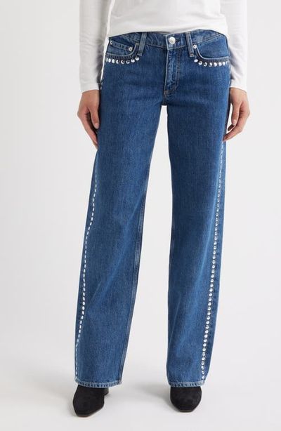 rag & bone rag & bone Saige Studded Low Rise Full Length Relaxed Straight Leg Jeans