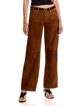 Rag & Bone rag & bone Saige Suede Low Rise Wide Leg Jeans in Brown