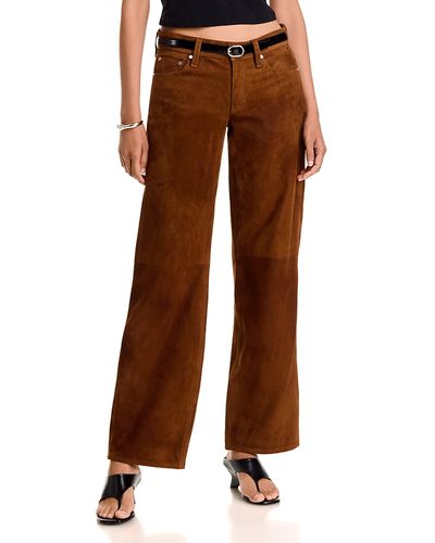 Rag & Bone rag & bone Saige Suede Low Rise Wide Leg Jeans in Brown