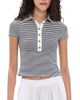 rag & bone rag & bone The Knit Button Stripe Polo Tee Ivory Multi - 1