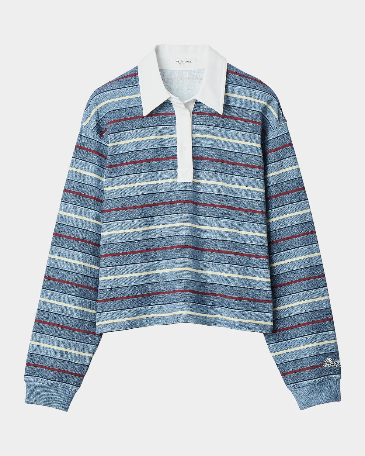 rag & bone rb Miramar Striped Cotton Terry Rugby Polo Shirt