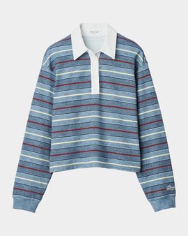 rag & bone rb Miramar Striped Cotton Terry Rugby Polo Shirt