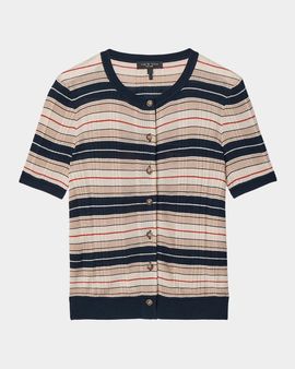 rag & bone Teresa Striped Short-Sleeve Cardigan