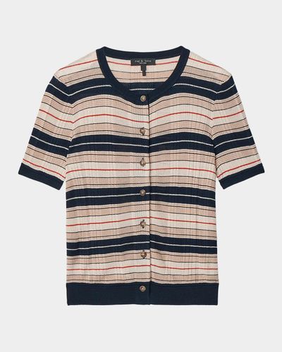 rag & bone Teresa Striped Short-Sleeve Cardigan