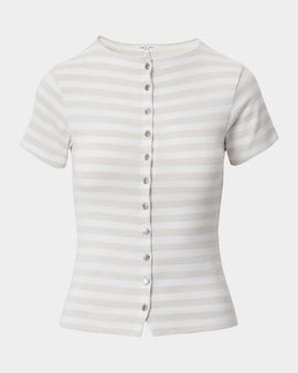 Rag & Bone The Knit Stripe Button Tee