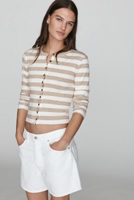 rag & bone The Knit Wide Rib Stripe Cardigan Top