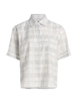 rag & bone Women's Connie Plaid Cotton-Silk Short-Sleeve Shirt