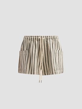 rag & bone Women's Emery Striped Cotton-Linen Drawstring Shorts