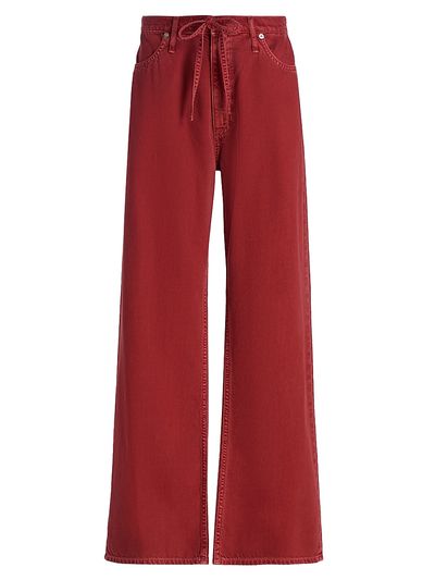 rag & bone Women's Featherweight Phoebe Drawstring Wide-Leg Jeans